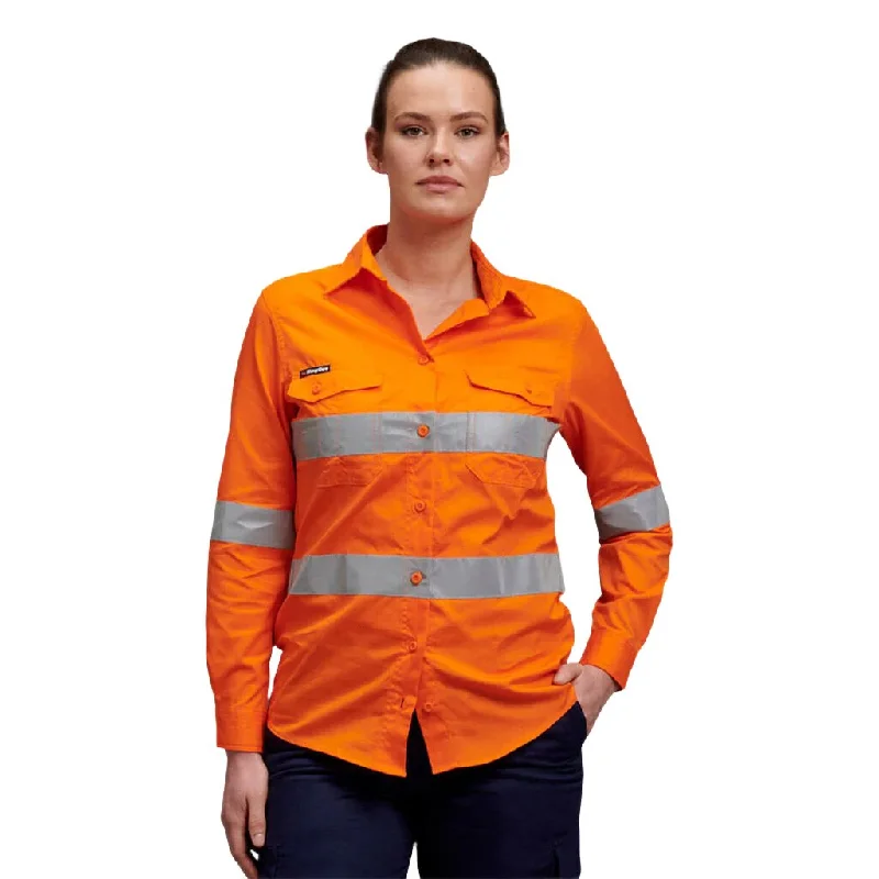 King Gee Women's Workcool 2 Hi-Vis Reflective Work Shirt (K44545) Elegant Classic Vintage