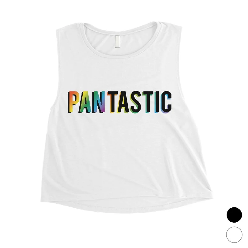 LGBT Pantastic Rainbow Womens Crop Top Satin Fabric Silk Fabric Chiffon Fabric