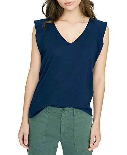 Lily V-Neck Flutter-Sleeve T-Shirt Oversized T-Shirt Spandex breathable