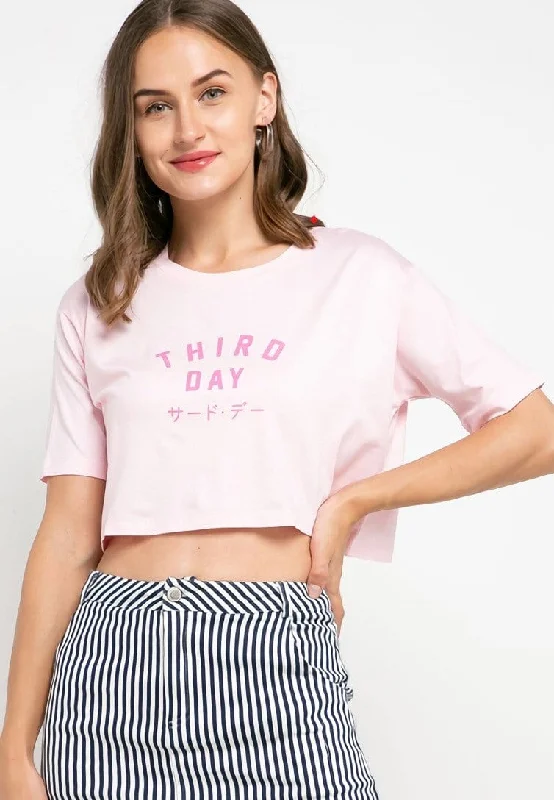 Third Day LTD30 crop top cl td simple light pink Sequined Glittery Shiny