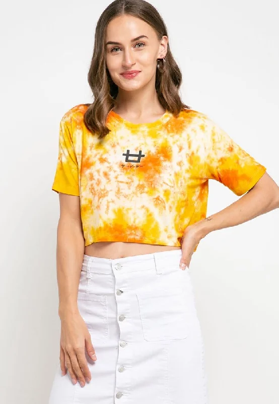 Third Day LTD34 OLC crop top tie dye yellow orange Polka Dot Checkered Tartan