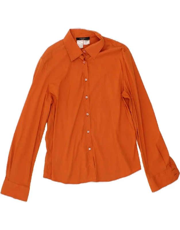 MAX MARA Womens Shirt UK 14 Large Orange Cotton Welt Pockets Slit Pockets Flap Pockets