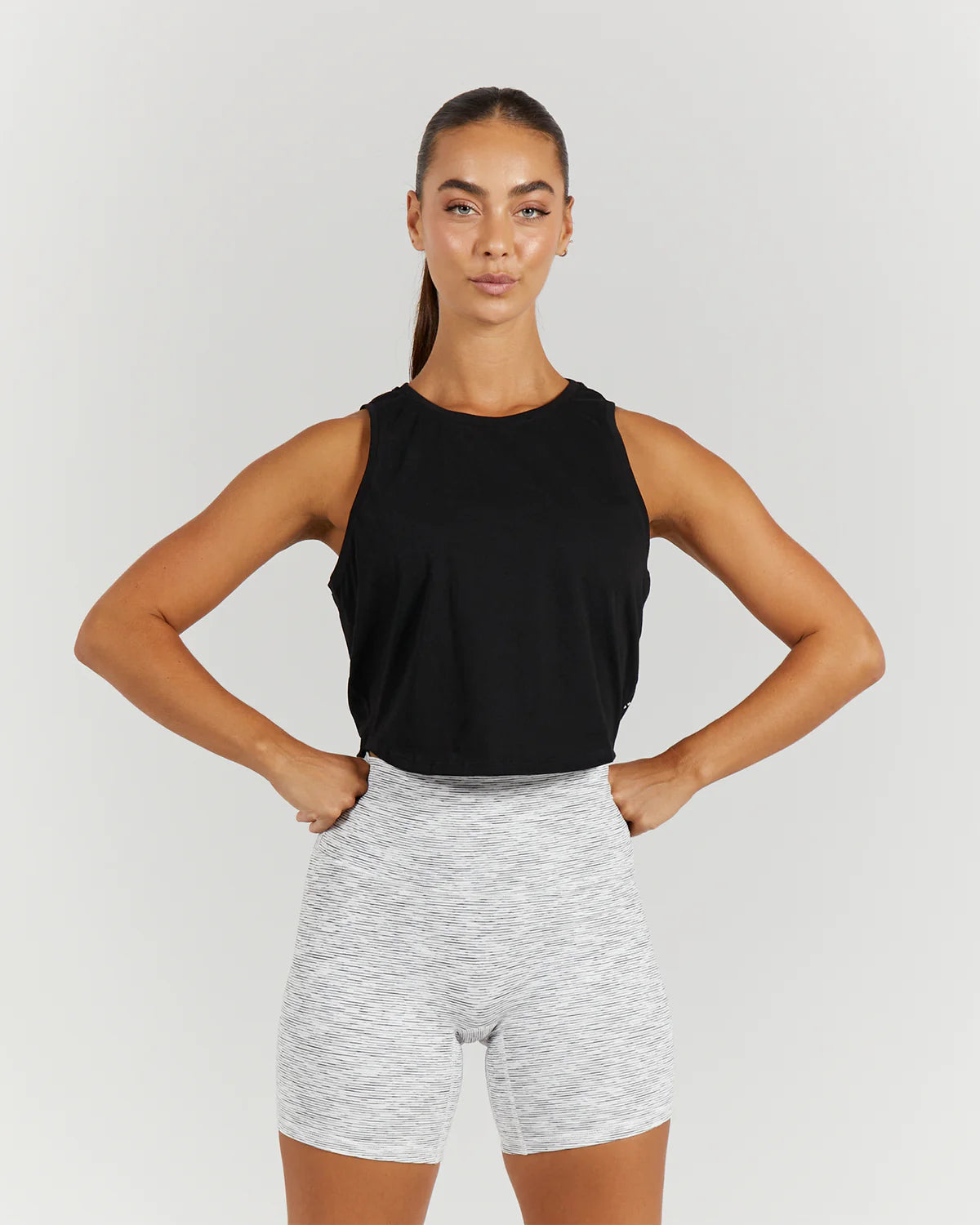 Muscle Republic | Rhea Rouched Crop Top - Black Terry Blend Velvet Blend Canvas Blend