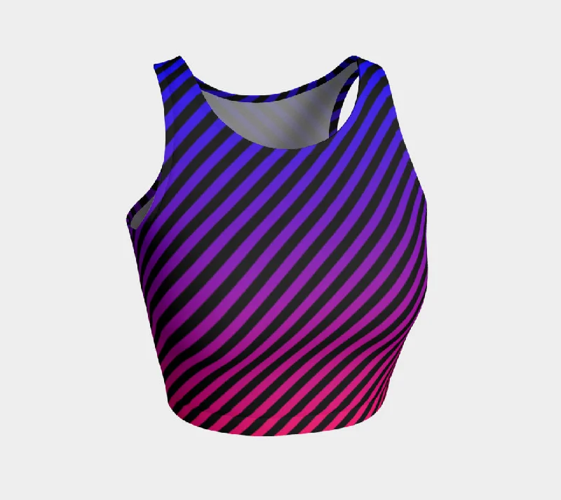 PURPLE TO PINK OMBRE' ATHLETIC CROP TOP Solid Print Embellished