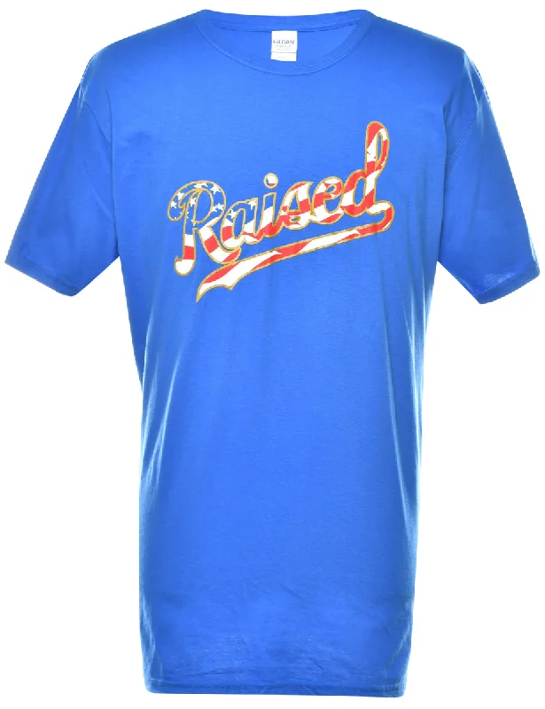Raised USA Printed T-shirt - XL Striped Floral Plaid