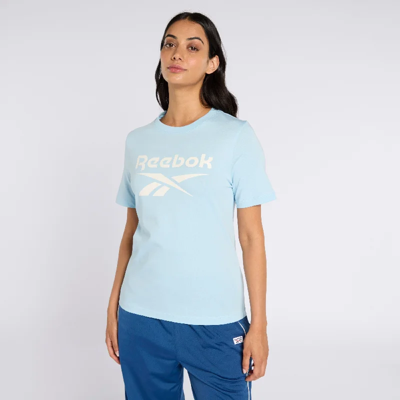 Reebok Identity Big Logo Tee Soft Blue Fleece Fabric Down Fabric Feather Fabric