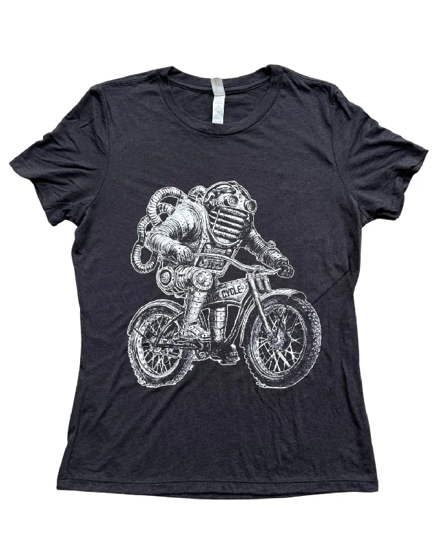 Robot on a Bicycle Women's T-Shirt Fleece Fabric Down Fabric Feather Fabric