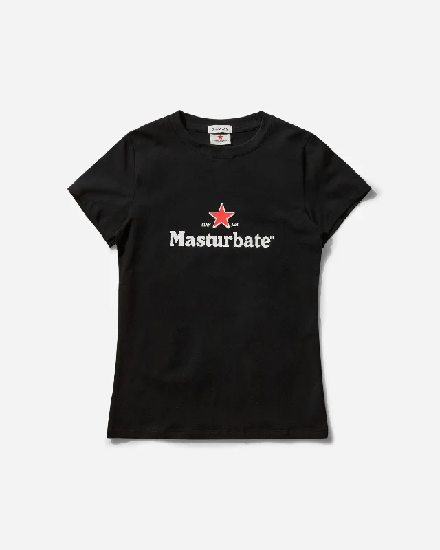 Slam Jam Masturbate T-Shirt Black Fleece Nylon Spandex