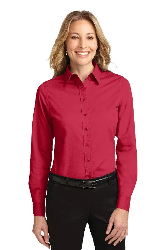 Port Authority Ladies Long Sleeve Easy Care Shirt.  L608 Hooded Caped Shawl Collar