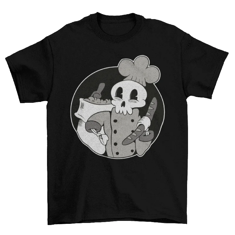 Skeleton baker retro cartoon t-shirt Spandex Blend Rayon Blend Denim Blend