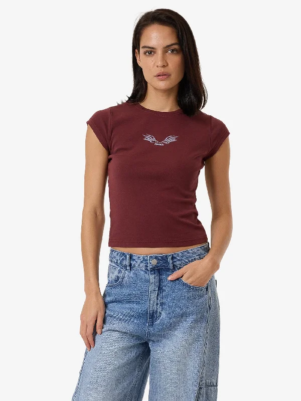 Speed Of Fury Club Tee - Dark Cherry Houndstooth Herringbone Solid