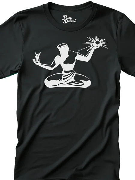 Spirit of Detroit Unisex T-shirt - White / Black Silk Blend Satin Velvet