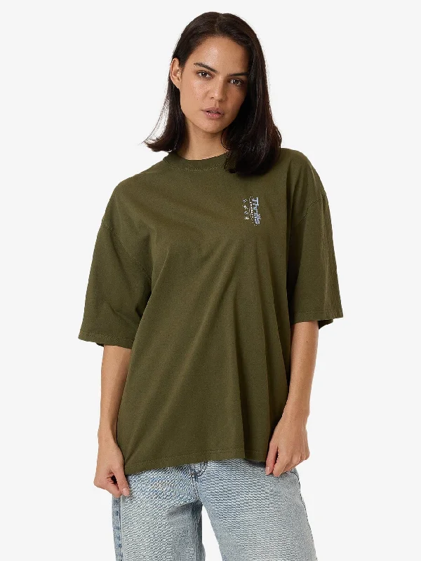 Spirit Of Reality Oversized Tee - Burnt Olive Welt Pockets Slit Pockets