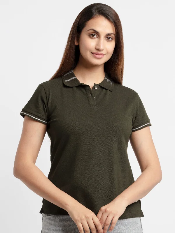 Women's Basic Polo T-Shirt Front Pockets Side Pockets Patch Pockets