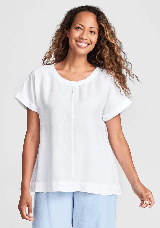 Tee Top - Linen T Shirt - FINAL SALE Zippered Buttoned Snapped
