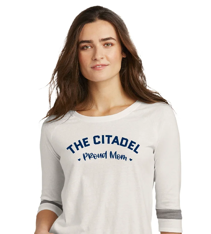 The Citadel Proud Mom New Era ® Ladies Tri-Blend 3/4-Sleeve Tee Layered Multi-layer Single Layer