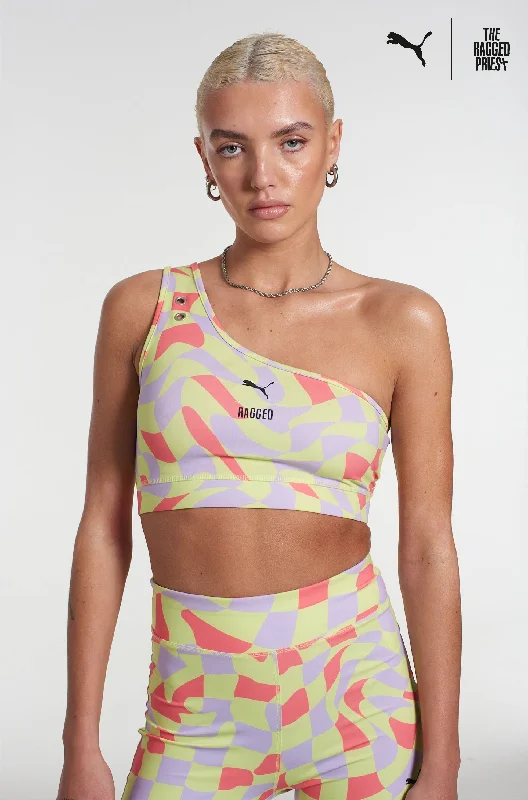 Puma X The Ragged Priest All Over Print Crop Top Notch Collar Peter Pan Collar Cowl Neck