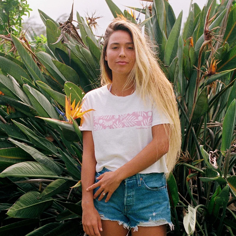 ‘ULU BAND CROP TEE Striped Floral Plaid
