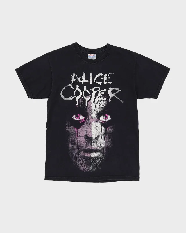 00s Alice Cooper Face Print Black Graphic Band T-Shirt - XS / S Solid Print Embellished