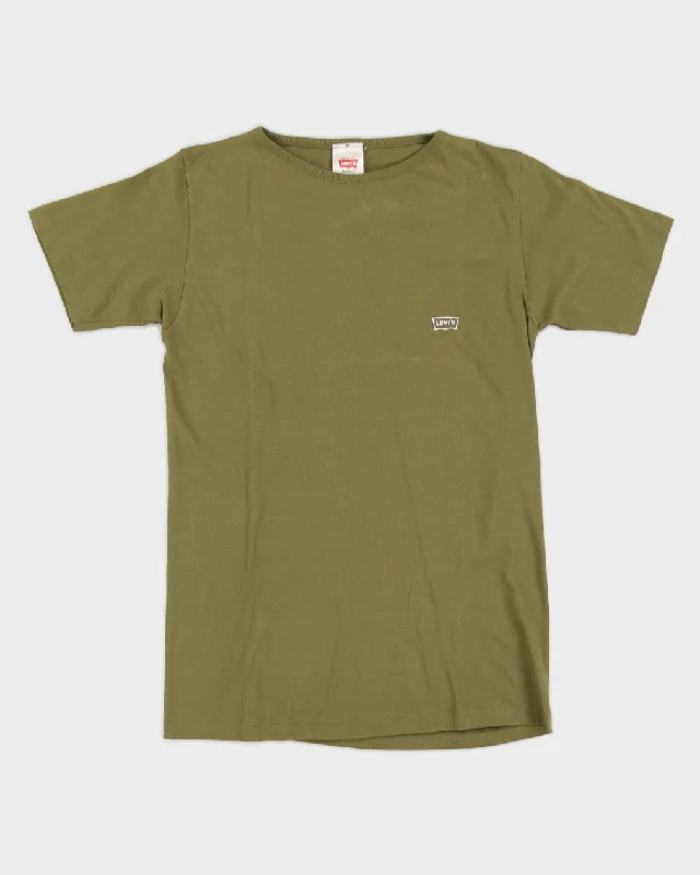 Vintage 70s Levi's Green Plain T-Shirt -S Fleece Nylon Spandex