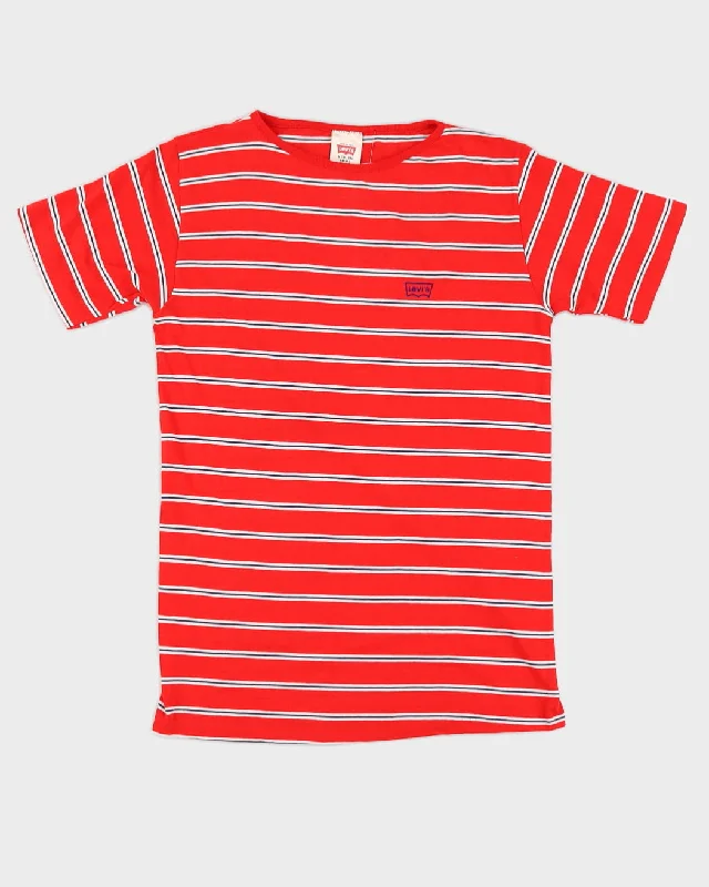 Vintage 70s Levi's Red & Navy Striped T-Shirt - M Elasticated Padded Insulated