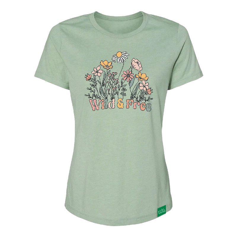 Wild and Free Flowers Women's Relaxed T-Shirt Fashionable Trendy Casual