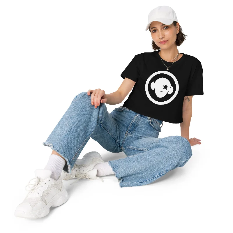 Women’s crop top circle logo Graphic Embroidered Appliqued