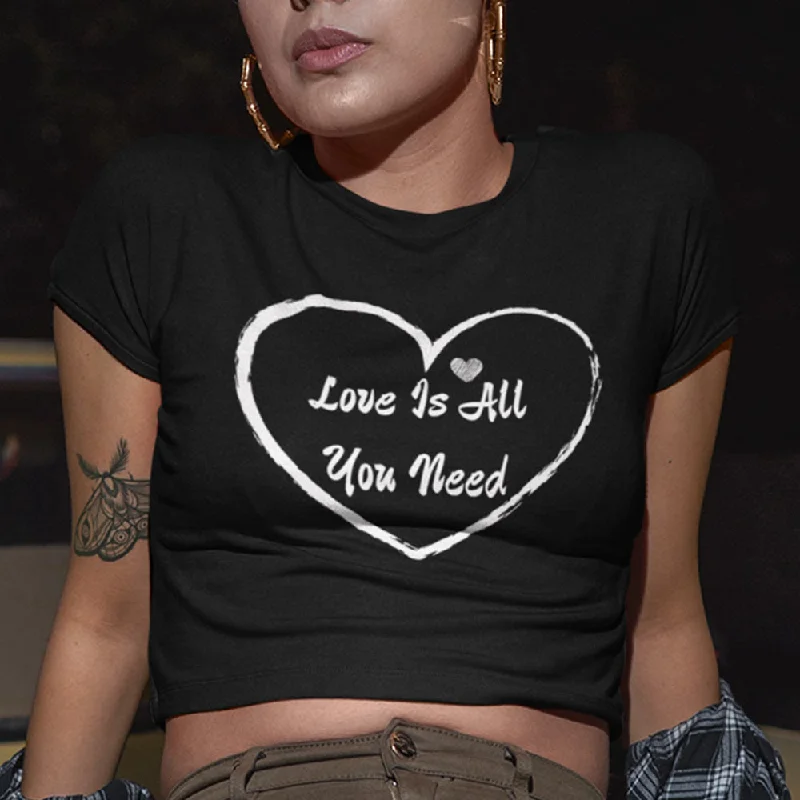 Love is all you need print crop top for women Solid Print Embellished