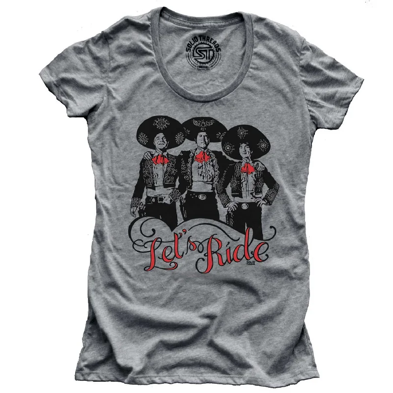 Women's Let's Ride T-shirt Rayon Velvet Corduroy