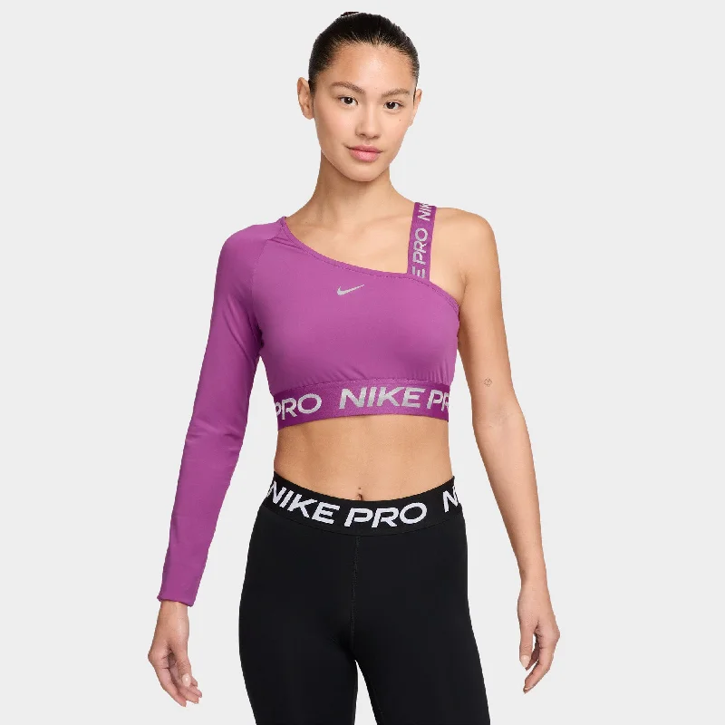 Women's Nike Pro Dri-Fit Shine Crop Top / Pink Silk Blend Satin Velvet