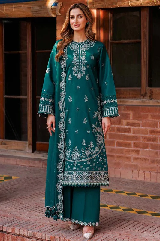 FARASHA - 3PC DHANAK EMBROIDERED SHIRT WITH DHANAK EMBROIDERED DUAPTTA AND TROUSER- RB11087 Trousers Velvet Soft