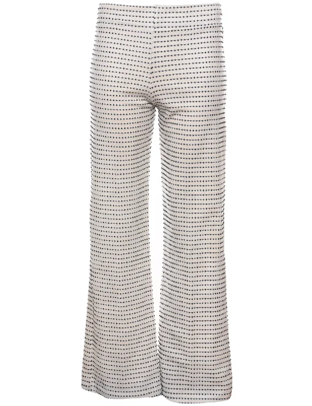 High Waist Black & White Spot Print Trousers - W25 L31 Trousers Vintage Classic