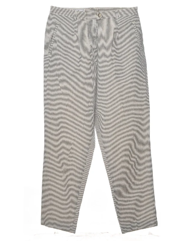 L.L. Bean Grey & White Casual Striped Trousers - W30 L28 Trousers Print Floral