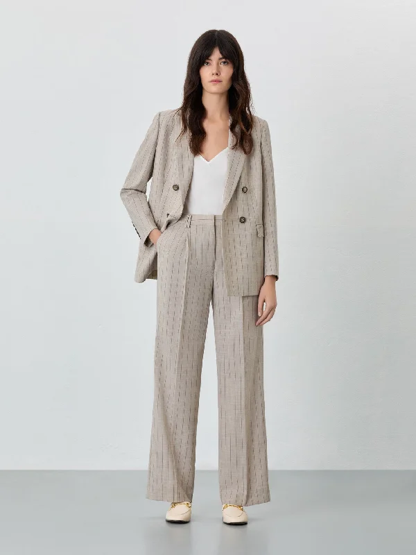 Loose Fit Trousers In Wool Blend Trousers fashionable chic