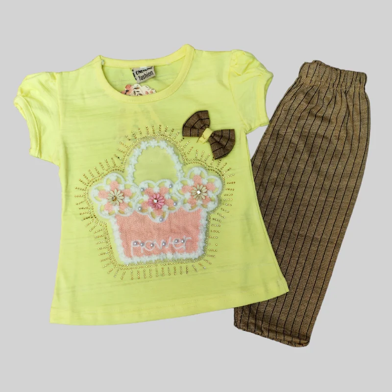 One Flower Basket Lemon Yellow Shirt & Trouser 5186 Trousers Timeless Classic