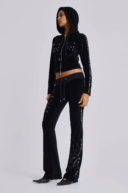 Superset Studded Velour Bootcut Trousers Trousers Striped Patterned