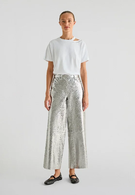 SCALPERS X LOVE STORIES METALLIC LEATHER TROUSERS Trousers Modern Contemporary