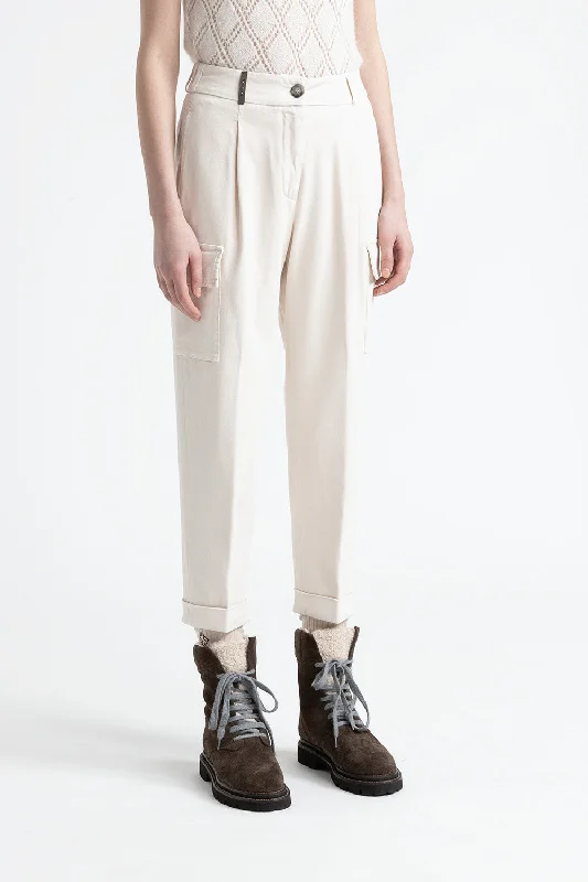 Cotton gabardine cargo trousers Trousers Canvas Durable