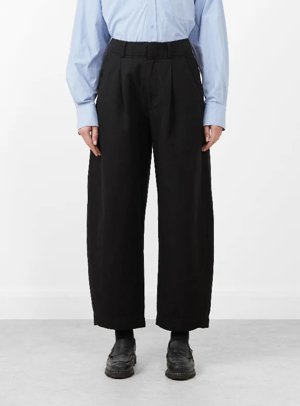 Bari Crop Trouser Black Trousers Elastic Waist Soft