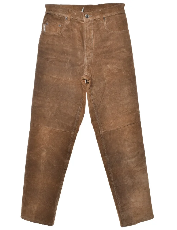 Brown Suede Tapered Trousers - W28 L31 Trousers luxurious premium