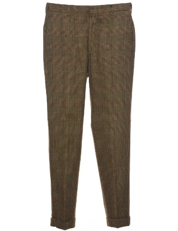 Checked Pattern Trousers - W30 L30 Trousers Pleated Formal