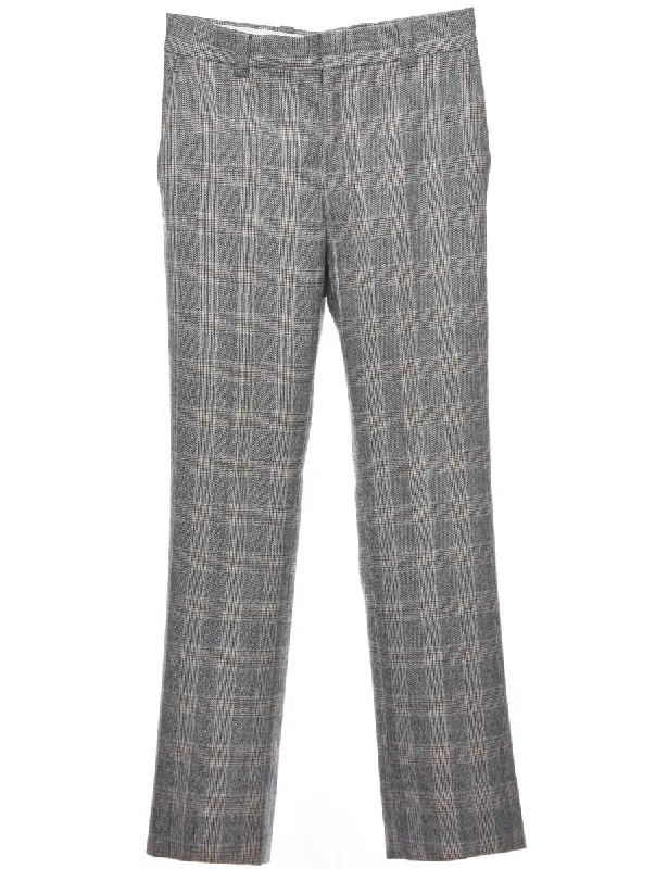 Checked Pattern Trousers - W31 L31 Trousers Culottes Wide Leg