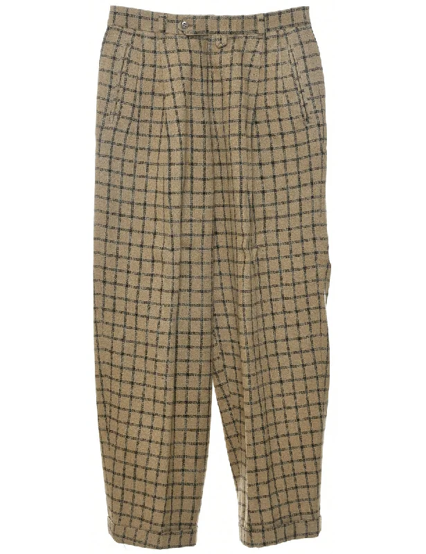 Checked Pattern Trousers - W32 L31 Trousers Bootcut Casual