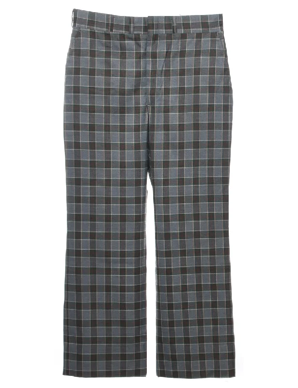 Checked Pattern Trousers - W33 L30 Trousers Print Floral