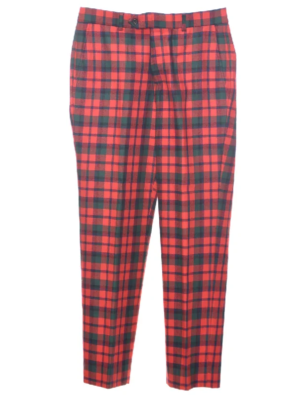 Checked Pattern Trousers - W33 L30 Trousers Cargo pockets