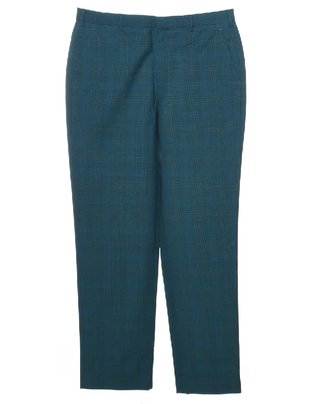 Checked Pattern Trousers - W33 L31 Trousers Solid Black