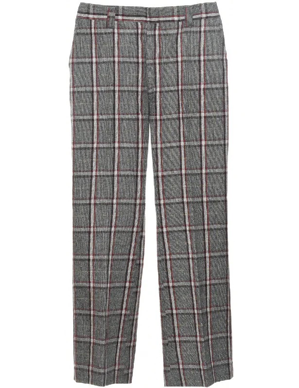 Checked Pattern Trousers - W33 L32 Trousers Denim Blue