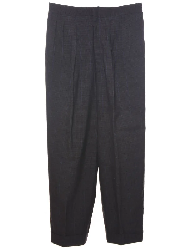 Checked Pattern Trousers - W34 L30 Trousers Leather Faux