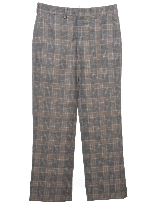 Checked Pattern Trousers - W34 L31 Trousers Fleece Cozy