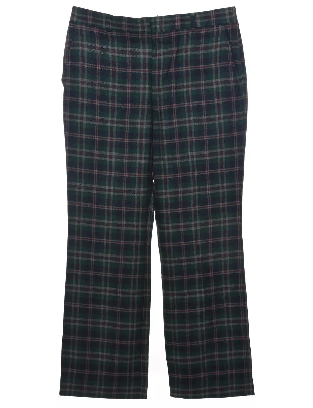 Checked Pattern Trousers - W35 L29 Trousers Silk Elegant